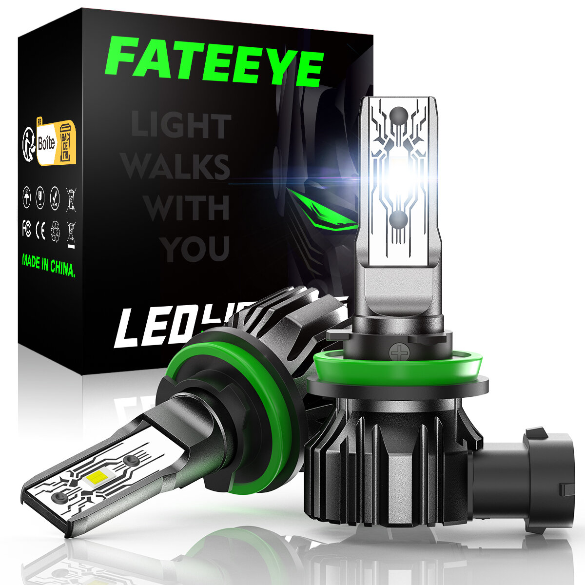 FATEEYE A700-F1 DC 9V-18V Autolampen met LED-koplampen 10000LM/ Paar voor Auto-aanpassing 6500K Front LED-koplamp Hoge L Top Merken Winkel